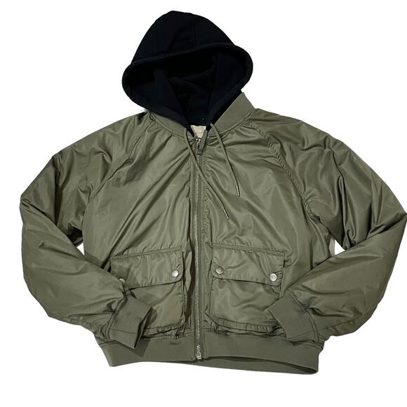 Aeropostale Hooded Bomber Jacket - Green - Large - Picture 7 of 16
